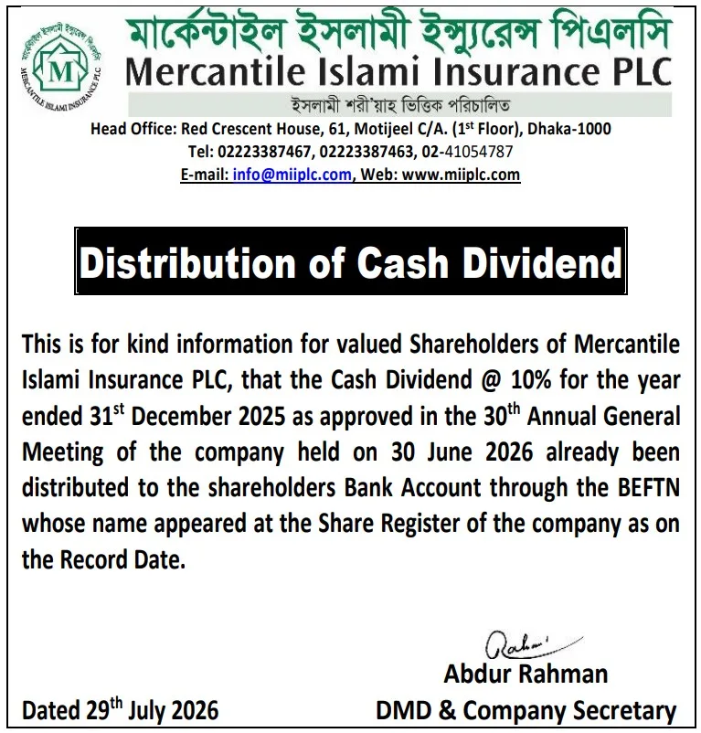 Distribution of Cash Dividend 30th AGM